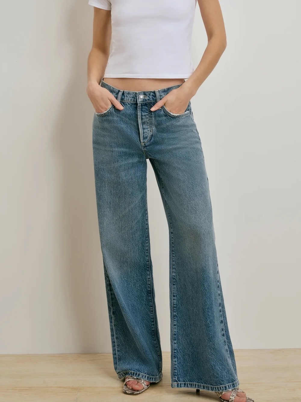Favorite Daughter Ollie Low Rise Ultimate Baggy Jeans Provo Blue Size 23